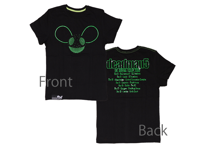 deadmau5（デッドマウス） アリーナ・ツアー 2010 蛍光インク ブラック 希少品 EDM／クラブ／DJ Tシャツ #5