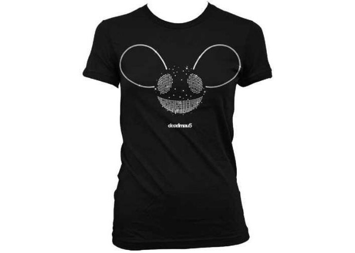 deadmau5（デッドマウス） Silver Foil Logo ブラック レディス EDM／クラブ／DJ Tシャツ 希少品 #2