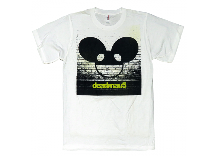 deadmau5（デッドマウス） Logo On Wall Bricks ホワイト EDM／クラブ／DJ Tシャツ #1 希少品 在庫限り