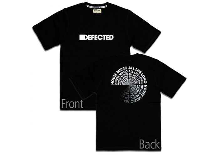 Defected Records （ディフェクテッド） ディープハウス クラブDJ 両面 スパイラル ロゴTシャツ ブラック 廃版デッドストック 希少品 入手不可