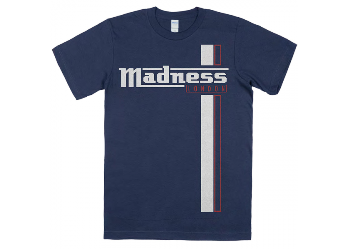 Madness （マッドネス）Lambretta ランブレッタ風ロゴ+ストライプ Tシャツ#6 ネイビー ロンドン