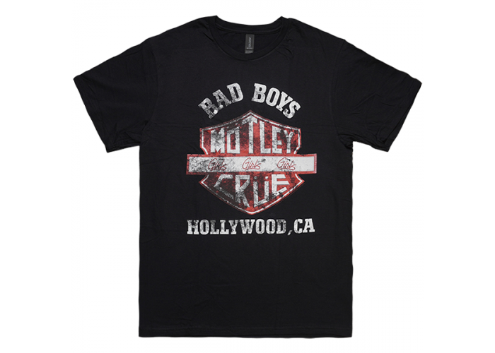 Motley Crue（モトリー・クルー）Bad Boys Shield かすれ バンドTシャツ Girls,Girls,Girls ハーレー 野村訓市着