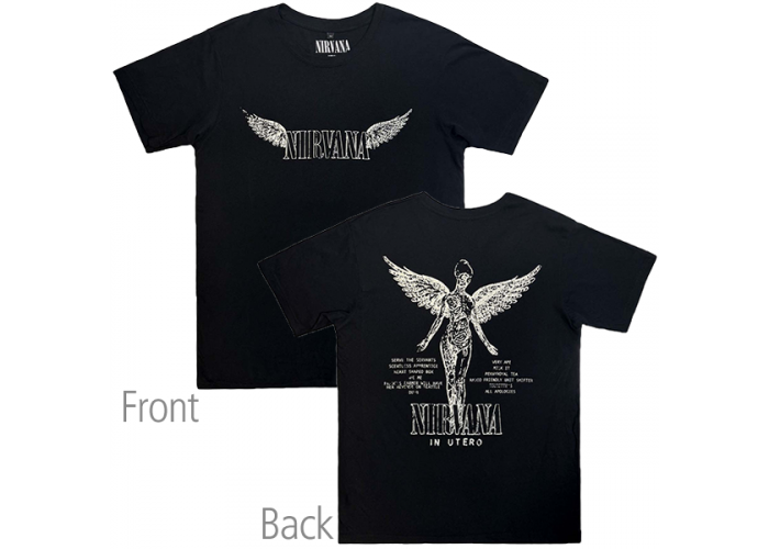 Nirvana（ニルヴァーナ） In Utero イン・ユーテロ モノクロTシャツ PC#5 両面プリント Tracklist グランジ