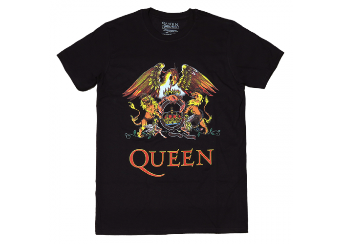 Queen（クイーン） バンドTシャツ Crest（紋章）フルカラー 黒