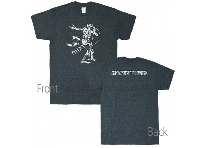 Rage Against the Machine（レイジ・アゲインスト・ザ・マシーン）"Who laughs last?" 復刻スカル・バンドTシャツ 両面プリント