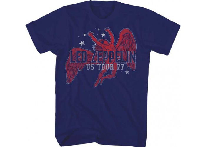 Led Zeppelin（レッド・ツェッペリン） US Tour 77 バンドTシャツ イカルスロゴ ネイビー #2
