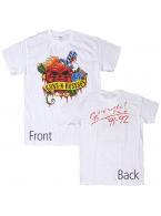 Guns N' Roses（ガンズ・アンド・ローゼズ）'91-'92 Tour Skull Heart 復刻バンドTシャツ 両面プリント