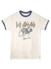 Def Leppard（デフ・レパード） Bulldog ブルドッグ デザイン・バンドTシャツ #3 リンガー生成り/紺