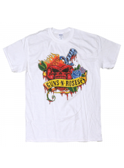 Guns N' Roses（ガンズ・アンド・ローゼズ）'91-'92 Tour Skull Heart 復刻バンドTシャツ 両面プリント